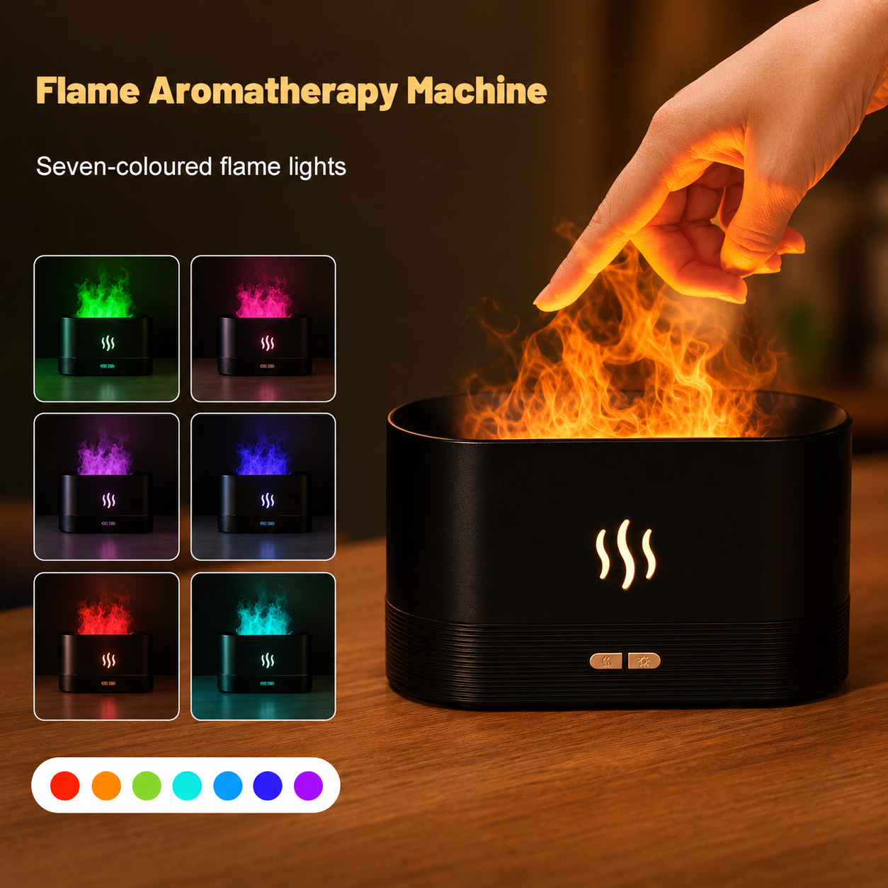 Water Humidifier Ultrasonic Air Humidifier With LED Lighting Simulation Colorful Flame Fragrance Machine