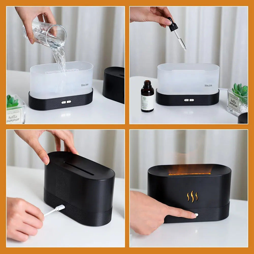 Water Humidifier Ultrasonic Air Humidifier With LED Lighting Simulation Colorful Flame Fragrance Machine
